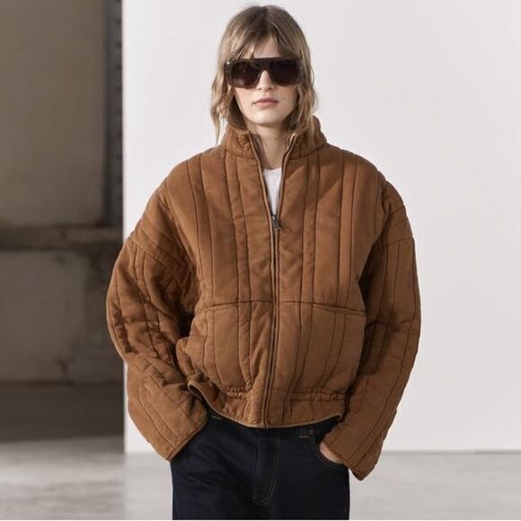ZARA WASHED EFFECT QUILTED JACKET ZW COLLECTION - Picture 11 of 12